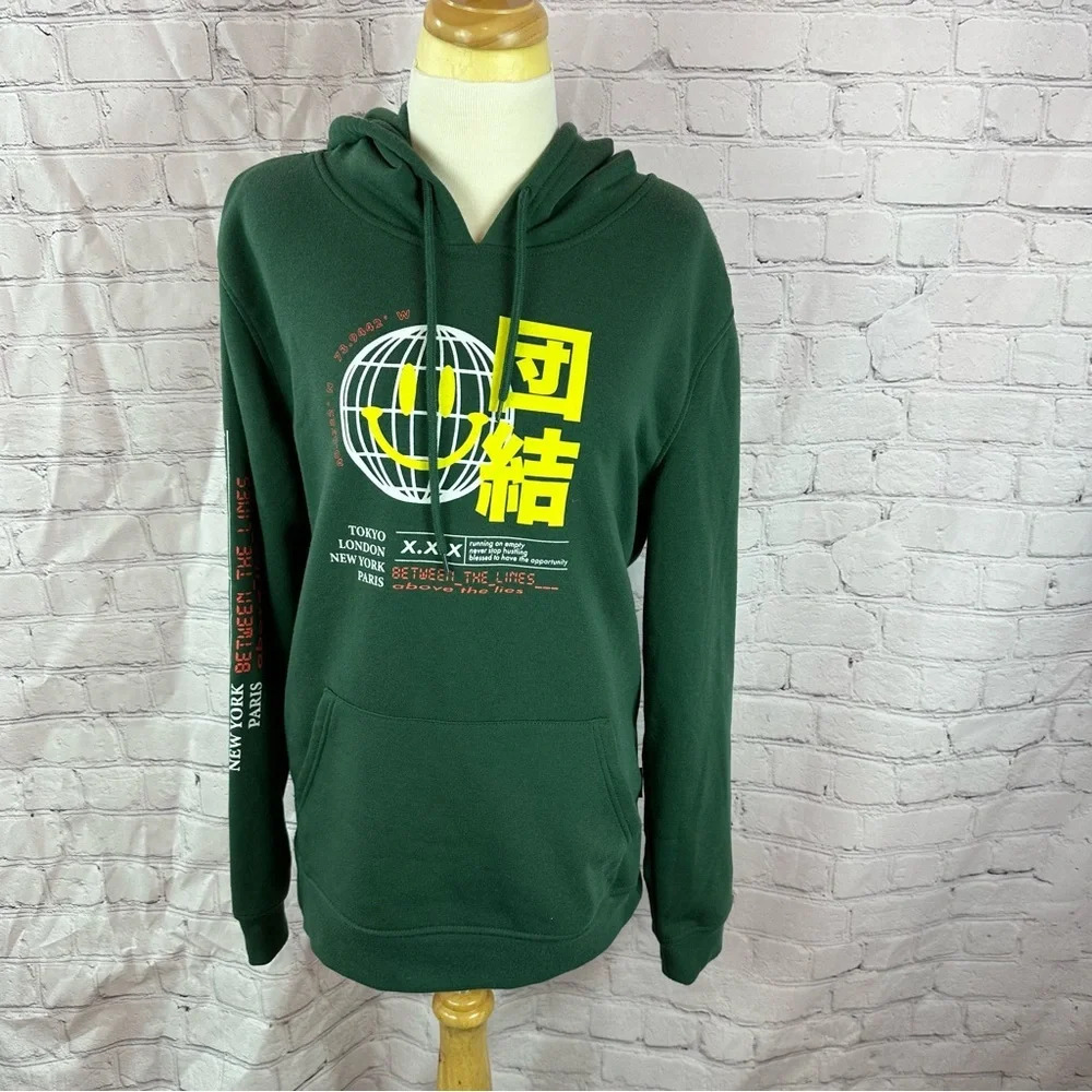 brooklyn cloth green fleece pullover hoodie sz large